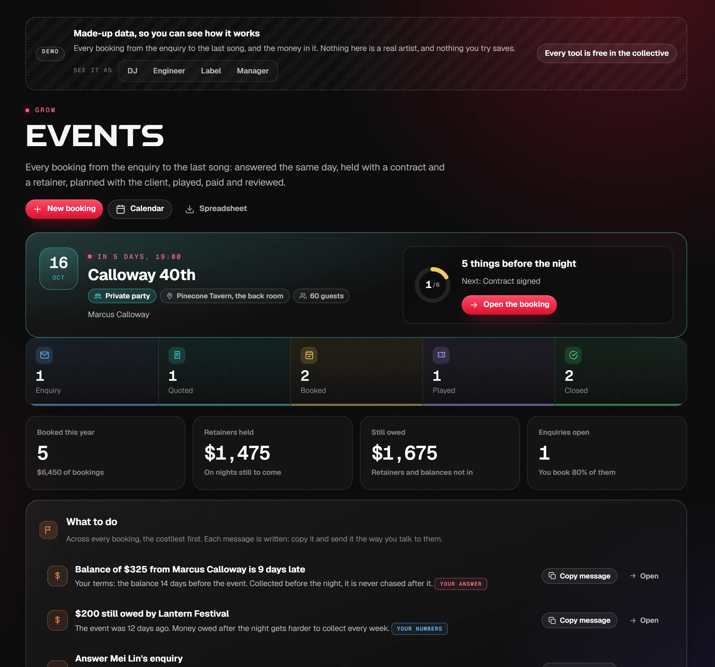 Events on the demo